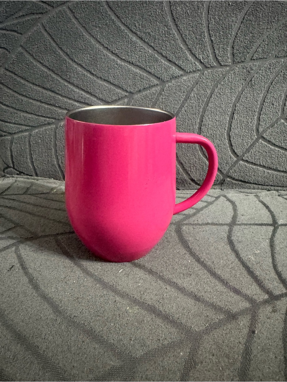 Matte Hot Pink Metal Mug with Comfortable Handle